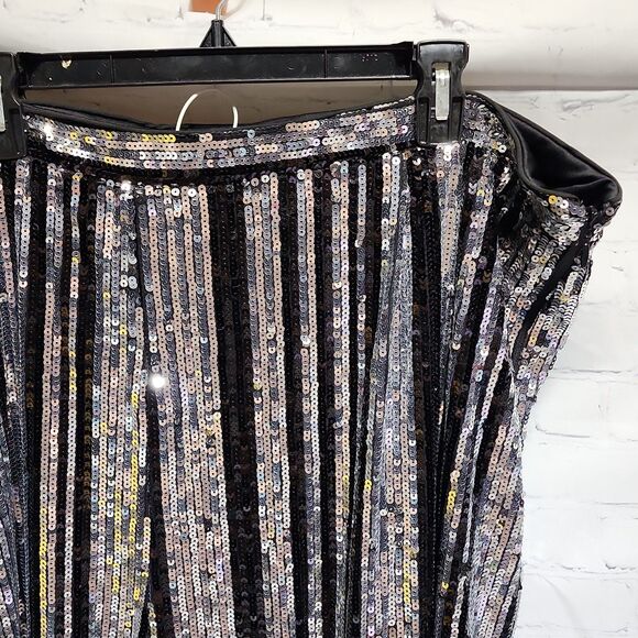 boohoo Plus Stripe Sequin Flare Trousers NWT - Picture 6 of 12